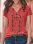 JFN Splited Round Neck Tribal Casual Mexican Blouse