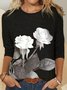Long Sleeve Floral Shift Cotton-Blend Shirts & Tops