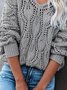 V Neck Acrylic Long Sleeve Boho Sweater