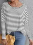 Casual Striped Batwing Crew Neck T-shirt