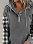 Casual Cotton Blends Checked/Plaid Hooded Regular Fit Sweatshirts