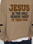 JESUS Letter Cotton Blends Vintage Sweatshirt