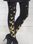 Casual Pants Golden butterfly pattern leggings