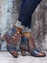 JFN  Personalized Ethnic Pearl Stitching Ankle Boots