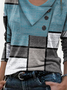 JFN Cowl Neck Geometric Buttoned Casual T-Shirt/Tee 
