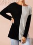 Casual Color Block Raglan Sleeve Round Neck T-Shirts & Tops