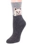Simple Color Block Cat Wool Socks