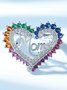 Simple Mother's Day Letter Rhinestone Heart Alloy Ring