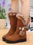 Simple Metal Wool Stitching And Velvet Warm Snow Boots