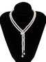 JFN  Vintage Trend Pearl Tassel Necklace