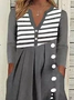 Cotton Blends Casual Striped Dresses