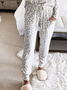 Leopard Print V neck Long Sleeve Blouse & Drawstring Pants Pajamas Set