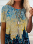 JFN Round Neck Abstract Casual Tunic Tops