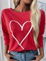 JFN Round Neck Heart Casual Sweatshirt