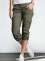 Mid Waist Solid Pocket Button Skinny Shorts Lounge Shorts