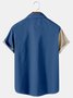 Mens Color-block Print Casual Breathable Chest Pocket Short Sleeve Hawaiian Shirts