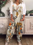 Women's Floral Print Sleeveless Adjustable Straps Pocket Harem Jumpsuit Loosen Floral Jumpsuit & Romper