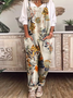 Women's Floral Print Sleeveless Adjustable Straps Pocket Harem Jumpsuit Loosen Floral Jumpsuit & Romper