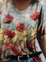 Floral Cotton Blends Loosen Casual Short Sleeve T-shirt