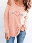 Casual Heart Crew Neck Shirts & Tops