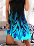 Cotton Blends Abstract Crew Neck Casual Knee Dresses