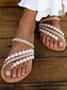 JFN  Women's Romantic Flower Decorative Wedding Flip-On Sandals