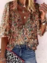 Casual Cotton Blends Paisley  Short sleeve Top