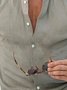 Men's Solid Color Cotton Linen Long Sleeve Shirt
