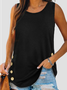 JFN Round Neck Solid Buttoned Casual Top