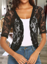 JFN Short Sleeves Floral Lace Cardigan