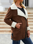 Brown Shawl Collar Long Sleeve Plain Paneled Overcoat