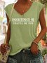 Women's Sleeveless Tank Top Camisole Summer Letter Cotton-Blend V Neck Going Out Casual Top Black