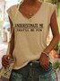 Women's Sleeveless Tank Top Camisole Summer Letter Cotton-Blend V Neck Going Out Casual Top Black