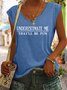 Women's Sleeveless Tank Top Camisole Summer Letter Cotton-Blend V Neck Going Out Casual Top Black