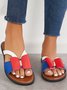 JFN  Contrast Paneled Bow Flat Slippers