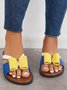 JFN  Contrast Paneled Bow Flat Slippers