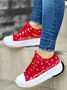 JFN  Cashew Blossom Pattern Platform Lace-Up Sneakers