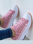 JFN  Cashew Blossom Pattern Platform Lace-Up Sneakers