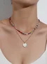 JFN  Colorful Beaded Heart Shell Necklace