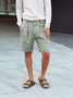 Cotton And linen Style American Casual Fashion Solid Color loose Five Points Casual Pants