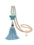 JFN  Boho Casual Turquoise Fringe Long Necklace