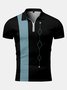 Casual Art Collection Striped Geometric Lapel Short Sleeve Polo Print Top