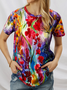 JFN Round Neck Floral Vacation T-Shirt/Tee