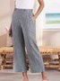 JFN Solid Pocketed Cotton Linen Casual Pants