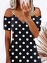 Polka Dots Regular Fit Casual Short Sleeve Knit Dress