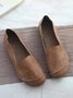 JFN Women's Vintage Distressed PU Leather Simple Flat Shoes