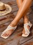 JFN Breathable Mesh Square Toe Thong Sandals