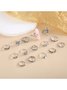 JFN 15Pcs Pink Gemstone Flower Shape Diamond Ring Set