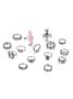 JFN 15Pcs Pink Gemstone Flower Shape Diamond Ring Set