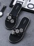 JFN Women's Summer Fashion Flower Beach Shoes Sandals Flat Casual Flip Flop
